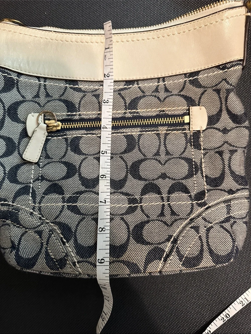 Coach Signature Denim Canvas Crossbody in Chalk and Blue